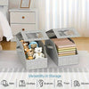 Gray foldable fabric storage box with a zipper for organizing hats, clothes, scarves, toys, and gloves.