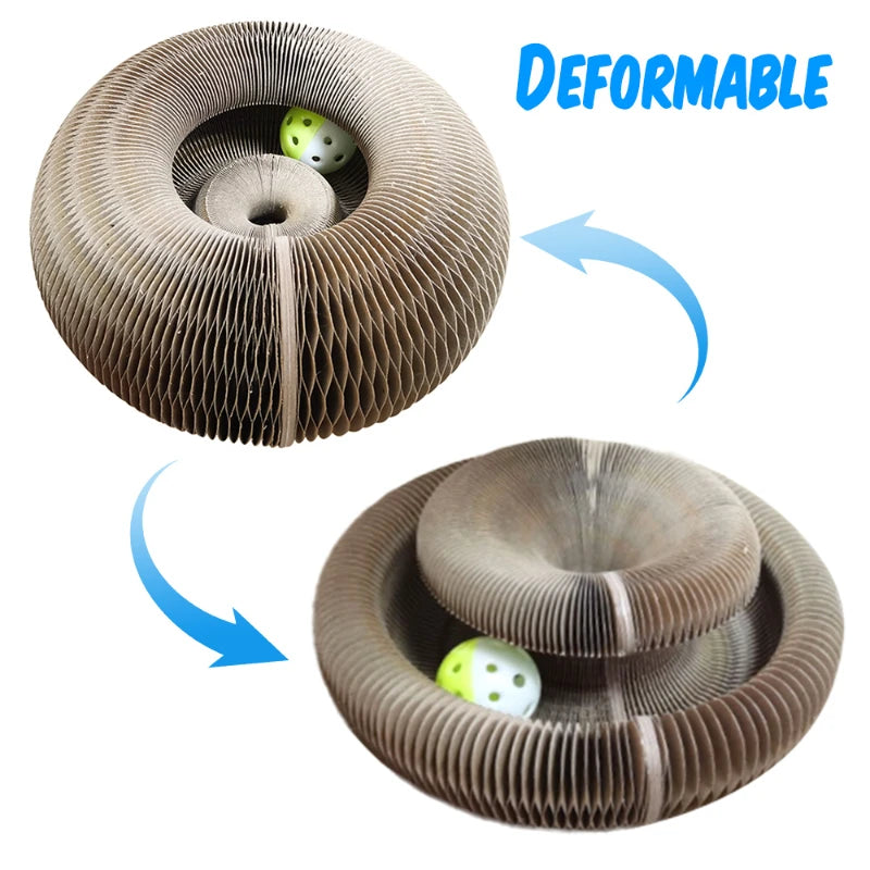 Foldable Cat Scratcher with Bell & Interactive Ball