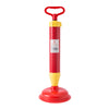 Red and yellow heavy-duty toilet and drain plunger with a rubber suction cup head