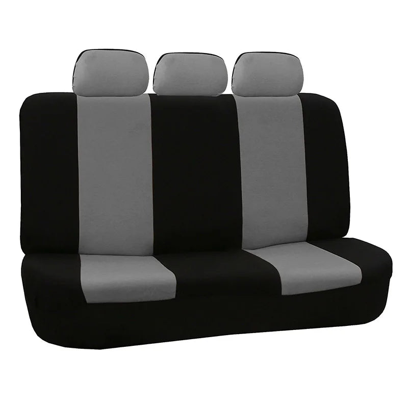 Black and gray universal rear bench seat cover for cars, trucks, and SUVs