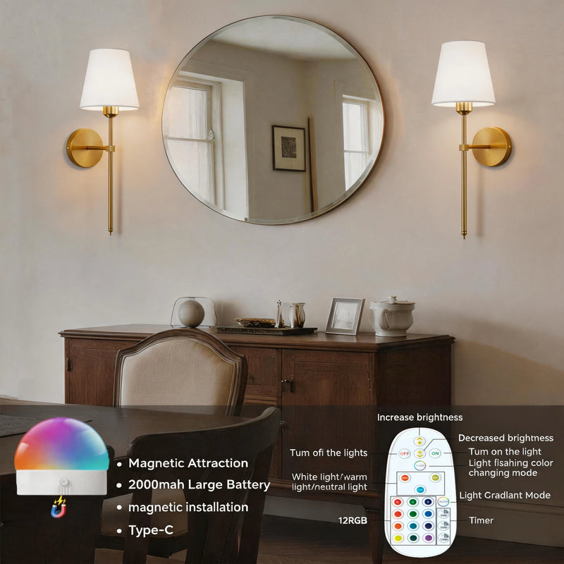 Wireless Rechargeable Wall Lamp with Remote Control
