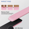 Pink ergonomic keyboard wrist pad featuring memory foam and an anti-slip rubber base.