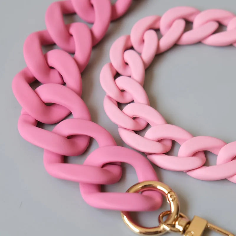 Matte Candy Pink Resin Handbag Chain – Detachable Shoulder Strap