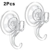 Two clear heavy-duty suction cup hooks for hanging items on shower, window, or door surfaces