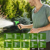 A man sprays water using an 8-mode high-pressure garden water nozzle, demonstrating various spray patterns like shower, cone,