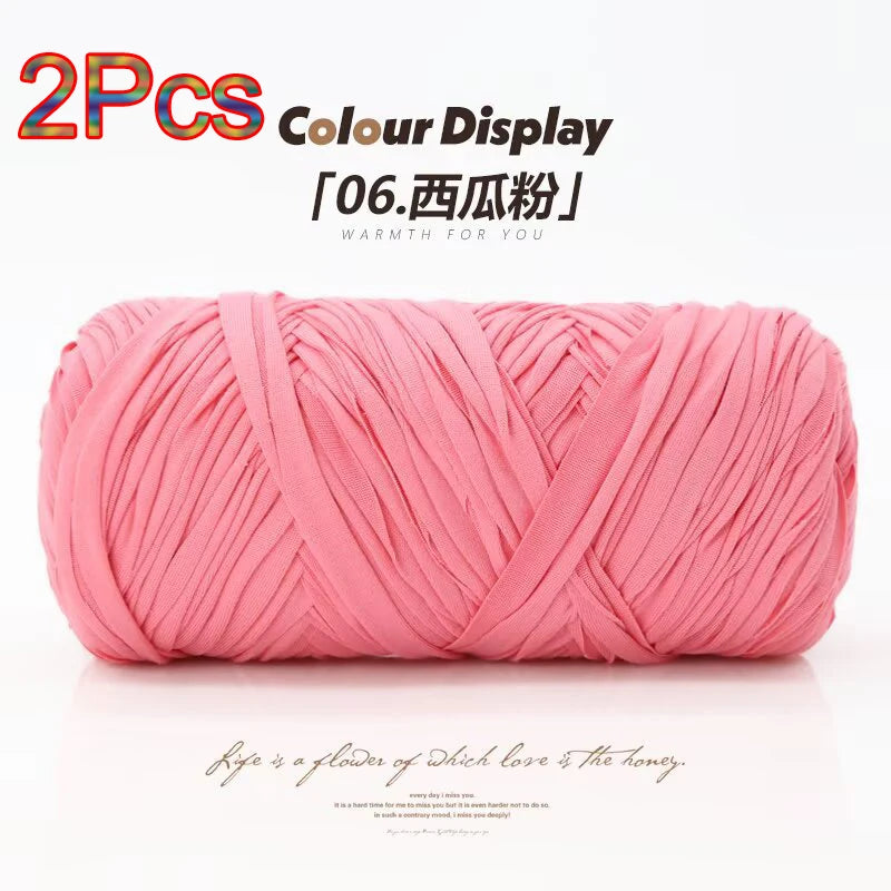Elastic T-Shirt Yarn for Crochet and Knitting (2-Pack, 50m Each)
