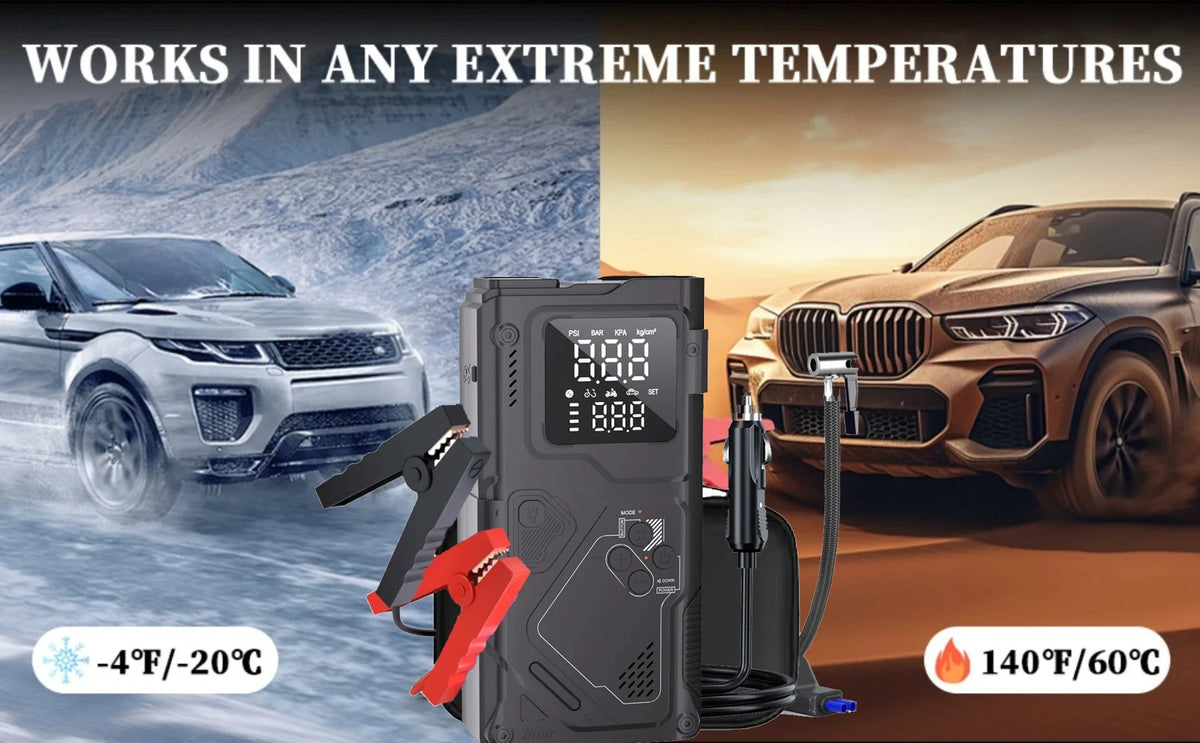 6-in-1 Portable Jump Starter with Air Compressor and LED Light