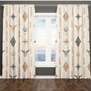 Light filtering window panels featuring a beige background with brown and black tribal bull skull patterns.