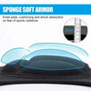 A close-up view of a black sponge soft armor knee pad with a blue cushioning layer.