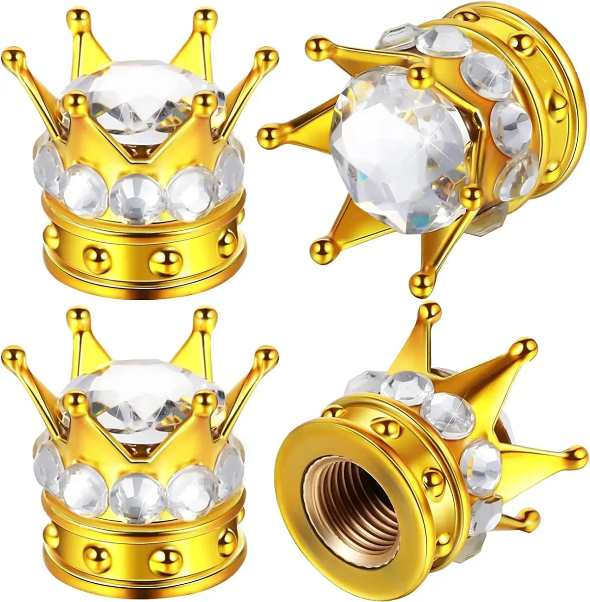 Crystal Crown Tire Valve Caps - Set of 4