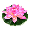 A vibrant pink lotus flower blooming on a green leaf for pond and garden decor.