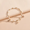 Vintage Layered Stone Anklet with Geometric Pendant