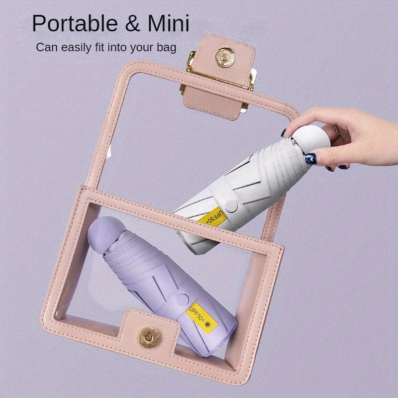 Mini Capsule Folding Umbrella with UPF 50+ UV Protection