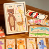 A wooden alphabet puzzle featuring various animals like bear, giraffe, rabbit, cat, and shark for early learning.