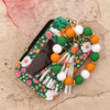 Floral Print PU Leather Wristlet Keychain Wallet with Card Holder