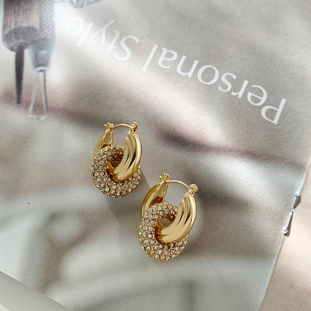 Geometric Gold Plated Huggie Hoop Earrings