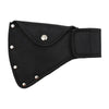 Black durable nylon axe blade cover with a belt loop and metal rivets