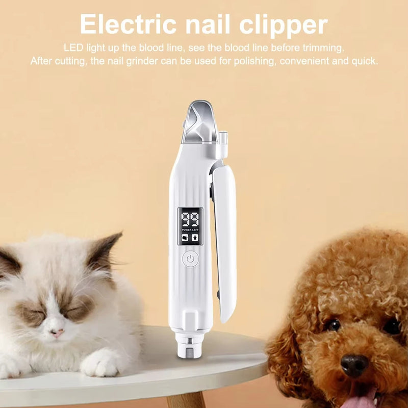2-in-1 Electric Pet Nail Trimmer & Grinder with LED Lights