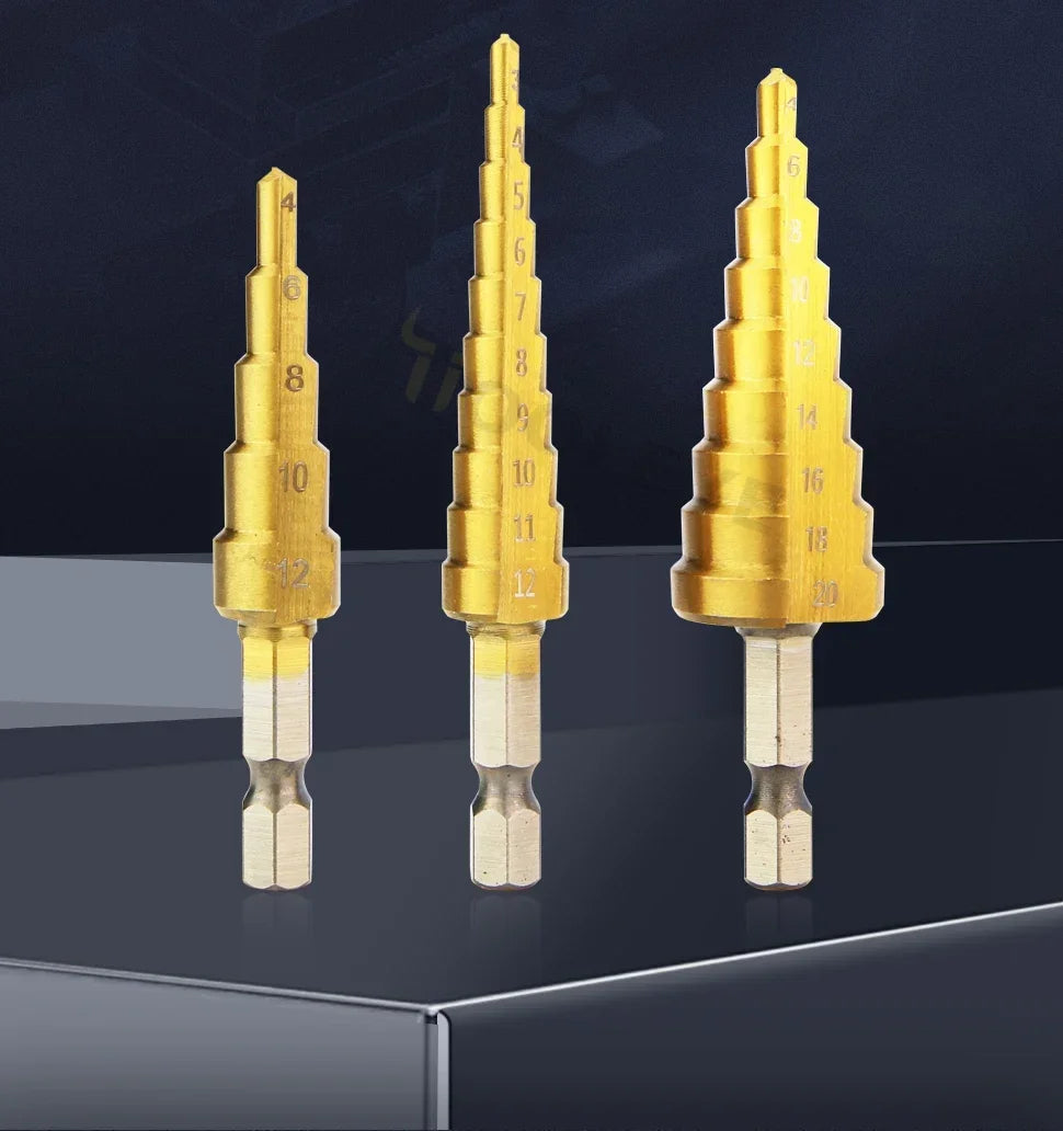 Titanium Step Drill Bit Set — 4 to 20mm Multi-Size Cone Drill
