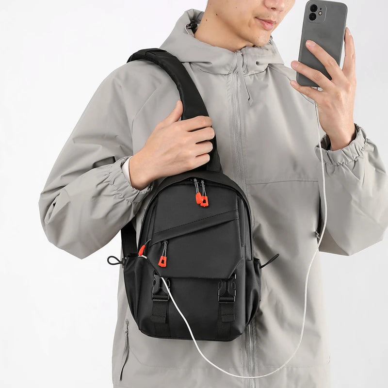 Men's Multi-Pocket Outdoor Chest Bag for Cycling and Hiking