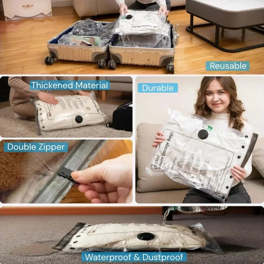 Reusable Vacuum Storage Bags for Travel and Wardrobe Organization