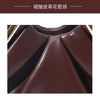 Close-up view of a dark brown PU leather fabric detail showing stitching and texture.
