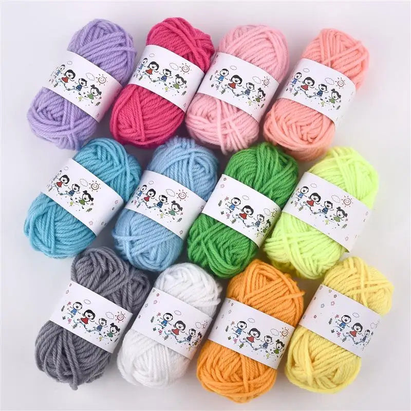 12-Color Soft Acrylic Yarn Set for Knitting & Crochet