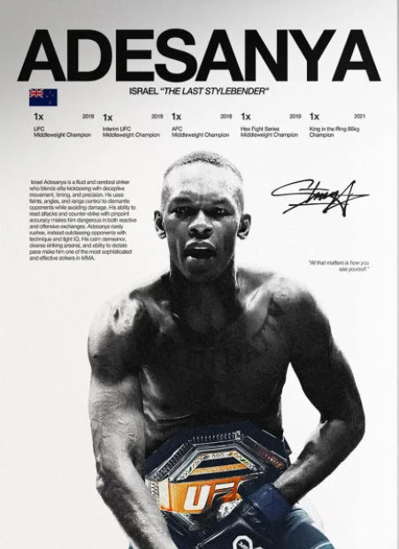 UFC Fighter Canvas Wall Art - MMA Boxing Poster for Gym & Man Cave Decor