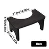A black bamboo toilet squat stool with dimensions 37cm/14.56in long, 17cm/6.99in high, and 20cm/7.87in wide.