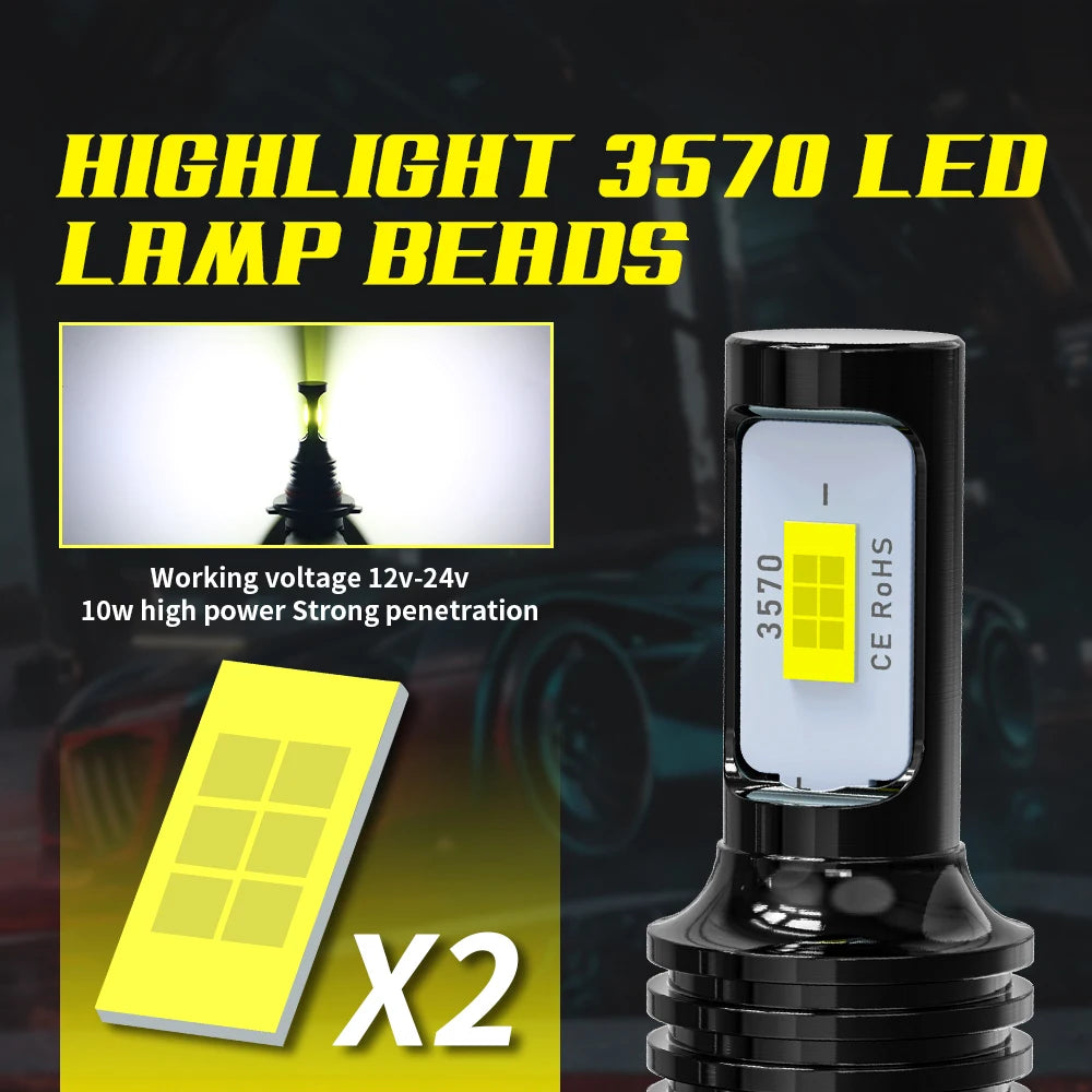 Two highlight 3570 LED lamp beads showing a yellow light source and a black housing.