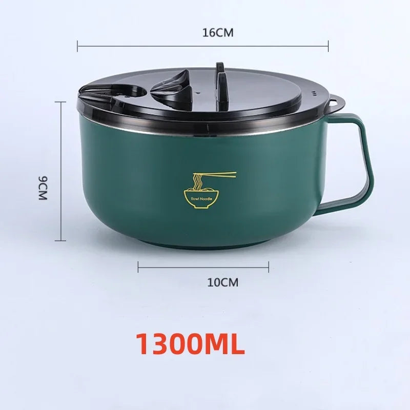 Tazón de Ramen de Acero Inoxidable 304 con Tapa