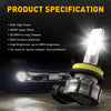 A close-up of a bright white LED fog light bulb installed on a vehicle, highlighting its high performance features.