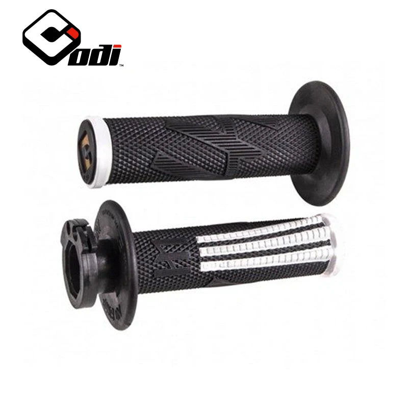 Black universal cam lock grips for MX bikes, featuring textured rubber and metal components.