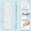 White full-body bath pillow with head and neck support showing different firmness levels and elasticity features