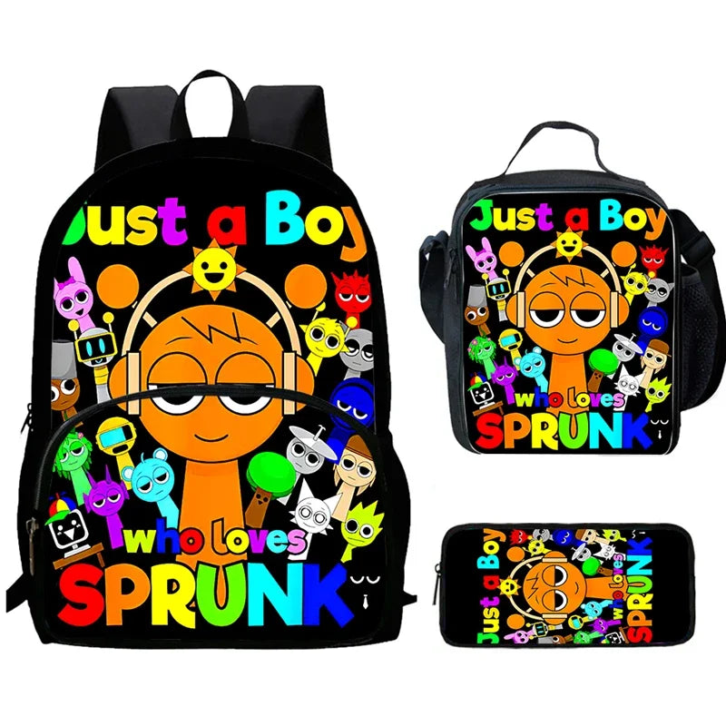 Cartable Enfant Cartoon Sprunki avec Pochette Avant