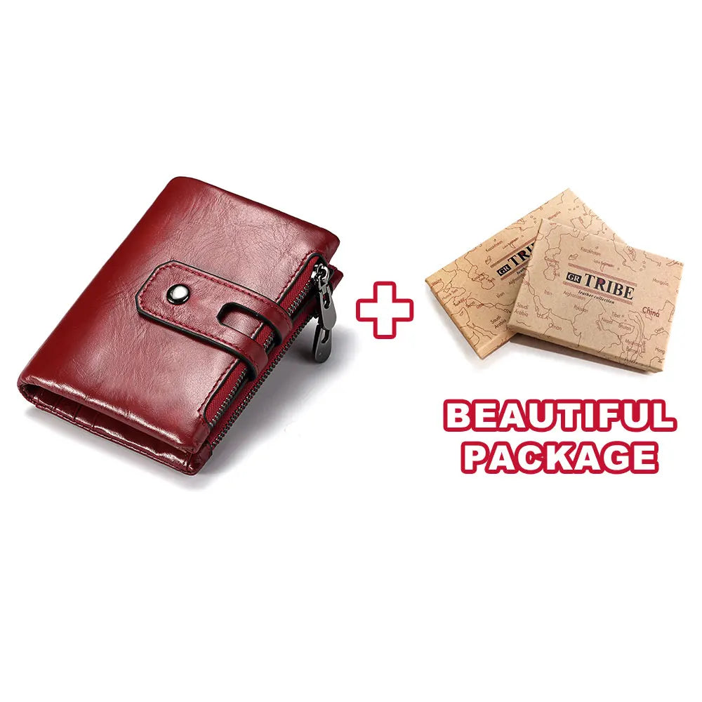 Vintage Leather Wallet with RFID Protection and Multiple Compartments
