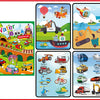 A set of reusable magic water drawing books featuring vehicles like a police car, fire truck, excavator, and airplane.