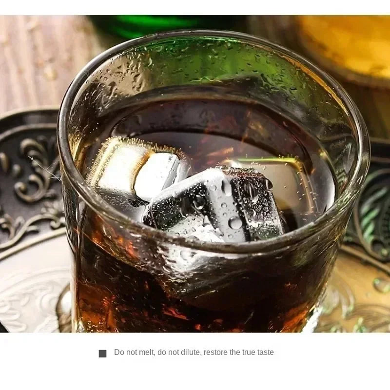 Reusable Stainless Steel Whiskey Stones with Tongs