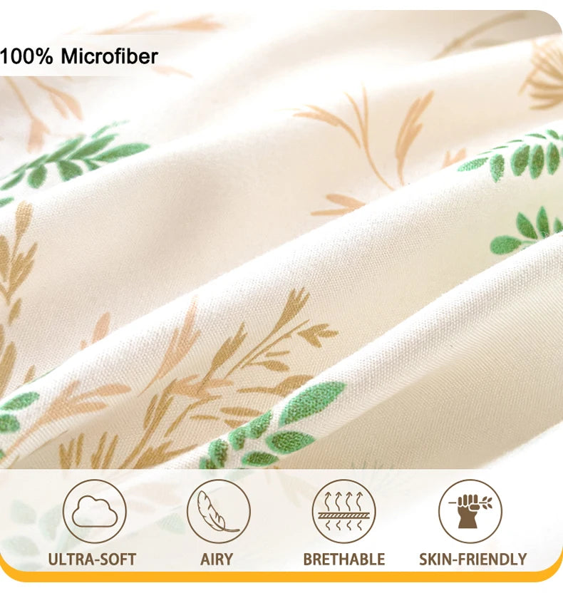 Close-up of a beige microfiber fabric with an elegant floral pattern showing ultra-soft, airy, breathable, and skin-friendly 