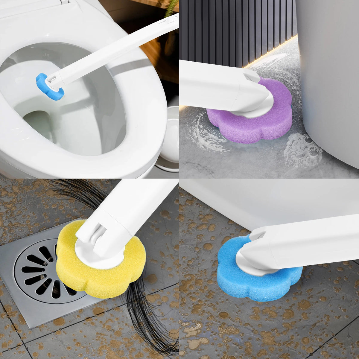 Disposable Toilet Brush Set with Self-Opening Holder