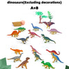A collection of 16 mini and realistic little dinosaurs, including a T-Rex and various other species.