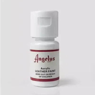 White bottle of Angelus Acrylic Leather Paint for shoes bags and DIY art projects