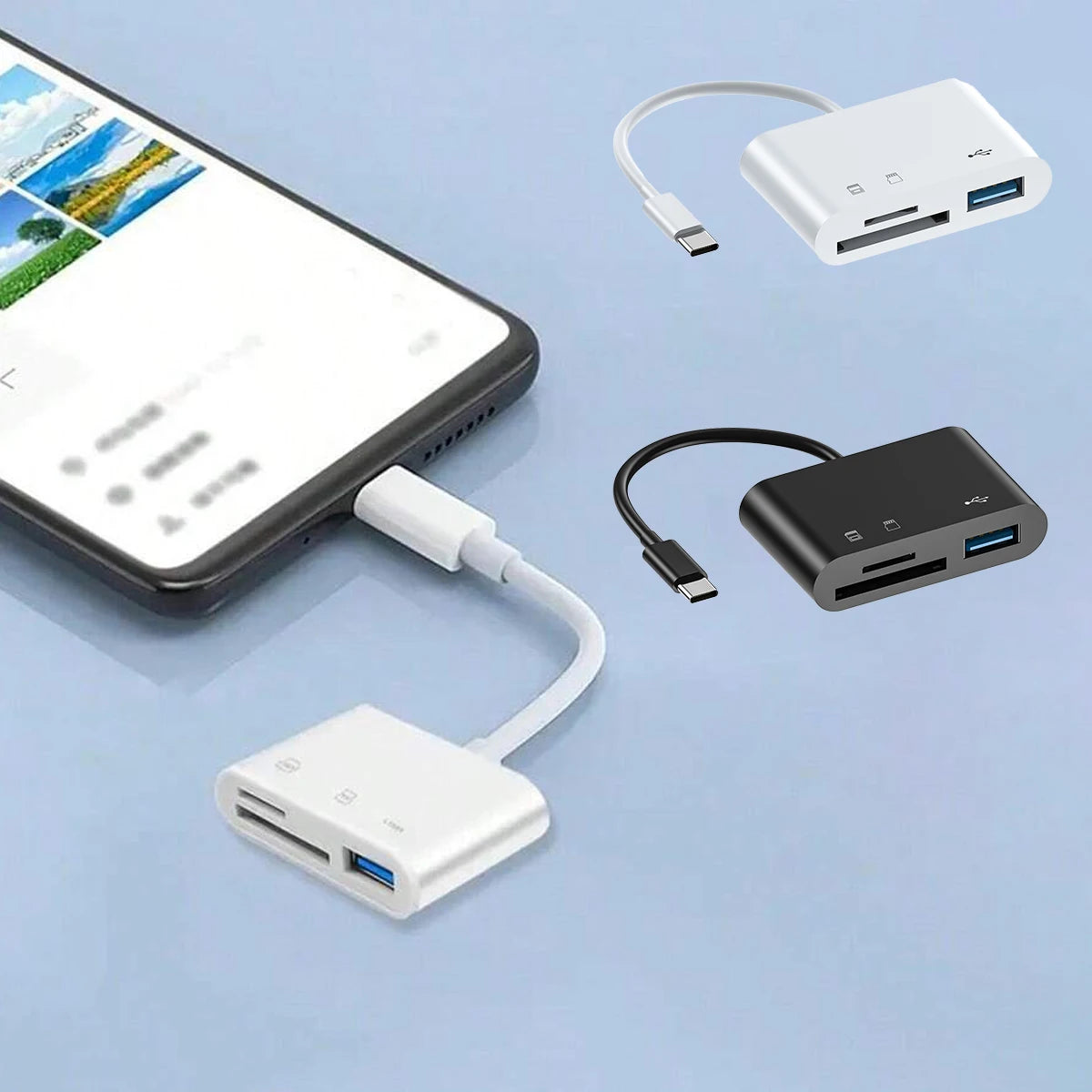 3-in-1 USB-C Card Reader for Smartphones and Laptops