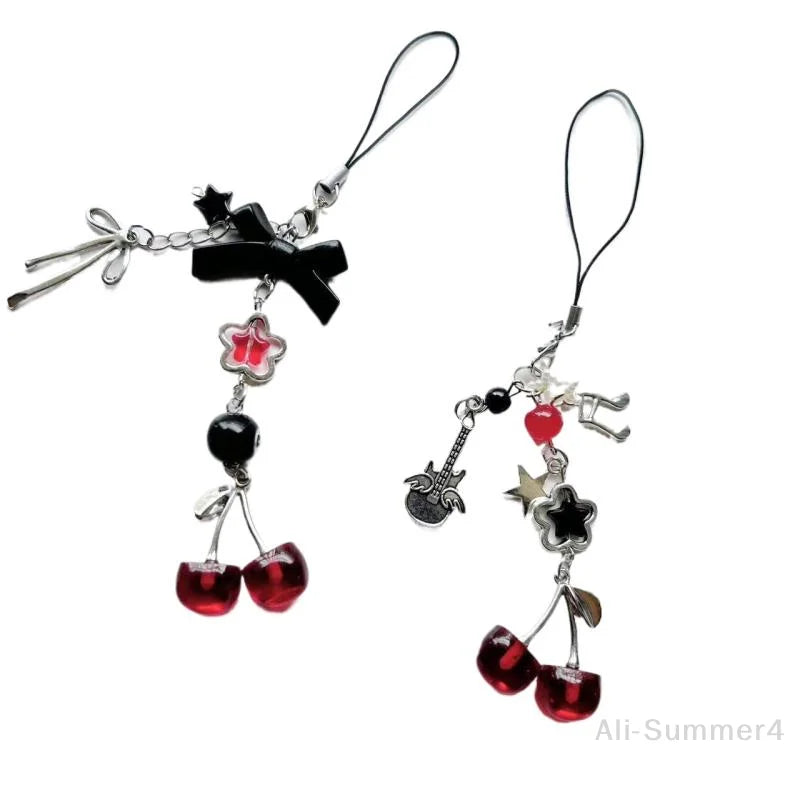 Red Cherry Bow Phone Chain & Keychain