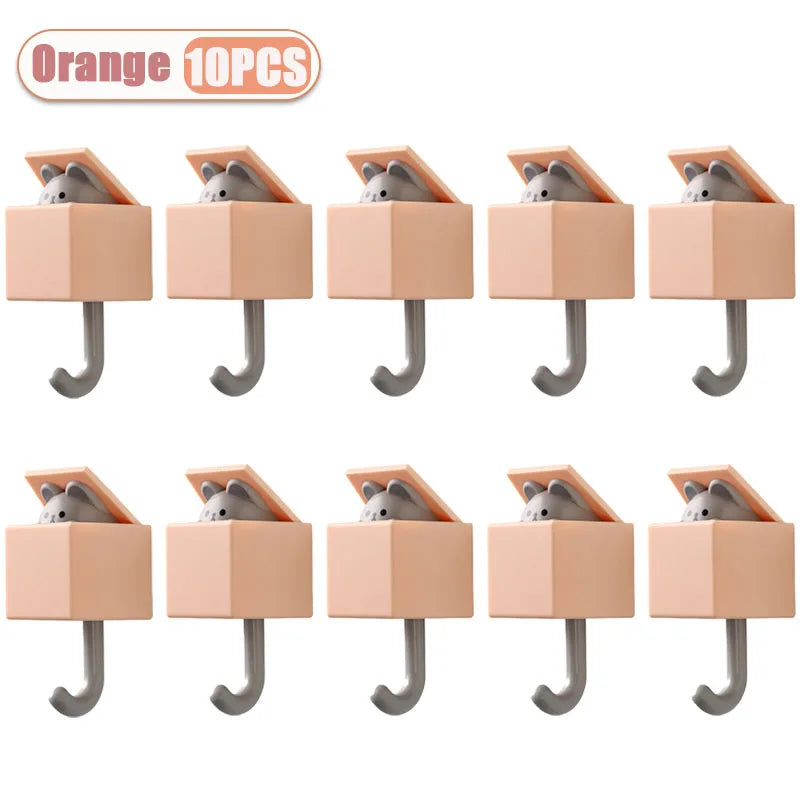 Cute Cartoon Cat Wall Hooks - Self-Adhesive