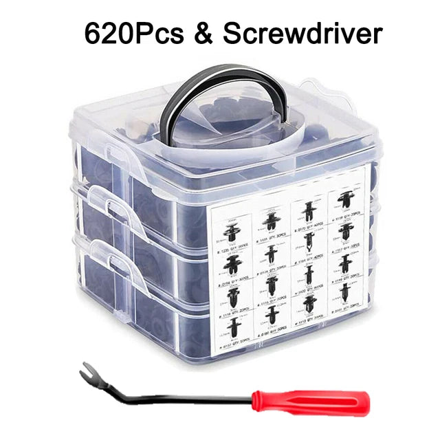 Universal Car Fastener Clip Assortment Kit – 50 Piece Push Retainer Set