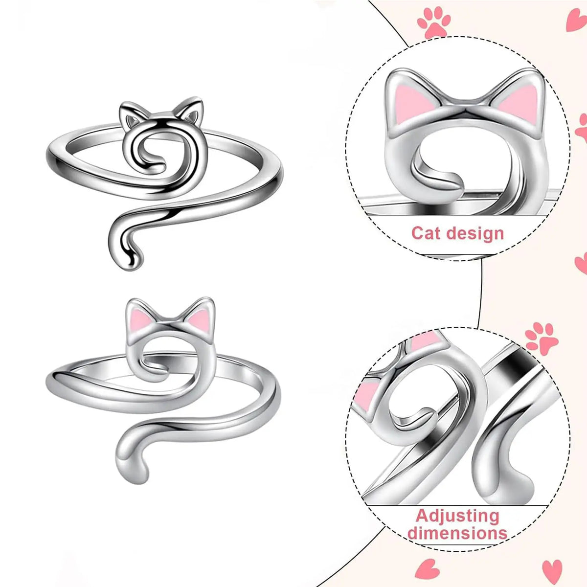 Cat-Themed Crochet Ring Set (3 Pieces)