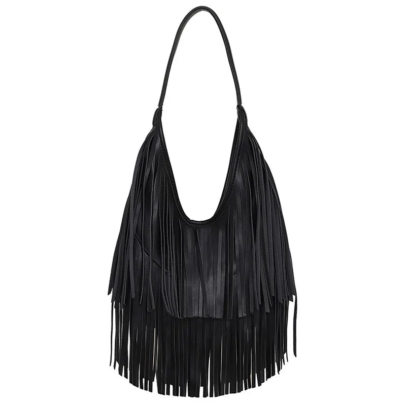 Bohemian Fringe Straw Tote Bag