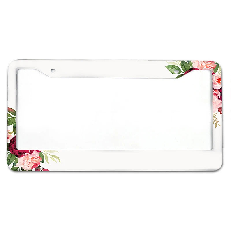 Floral Aluminum License Plate Frame with Slim Design