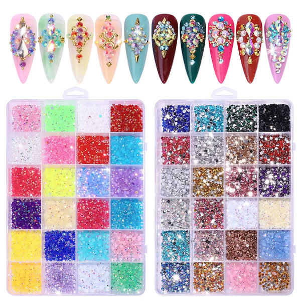 Piedras de Resina Redondas con Brillo y Strass para Uñas